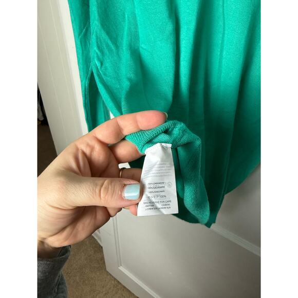 J. Crew Aqua Italian Featherweight Cashmere Double V-neck Sweater Women's Small - Picture 6 of 8